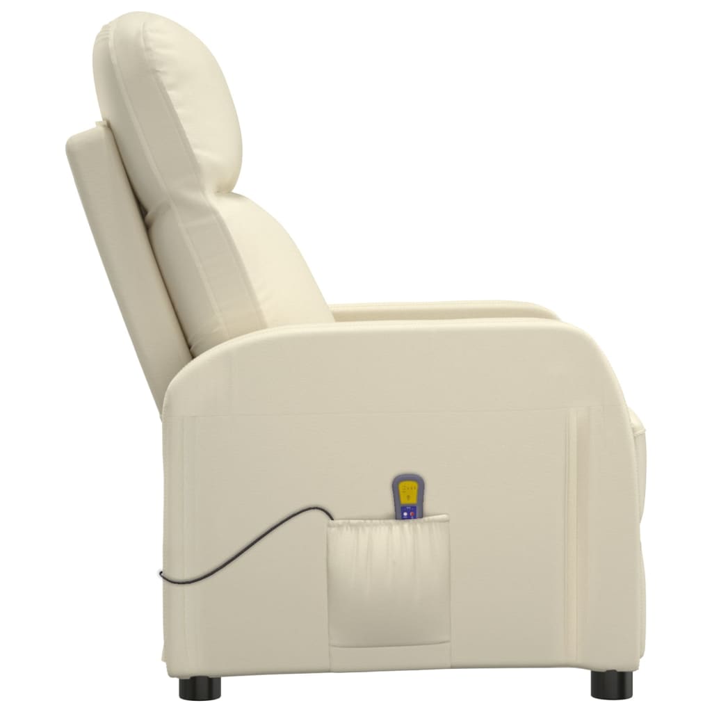 vidaXL Massage Chair Cream White Faux Leather