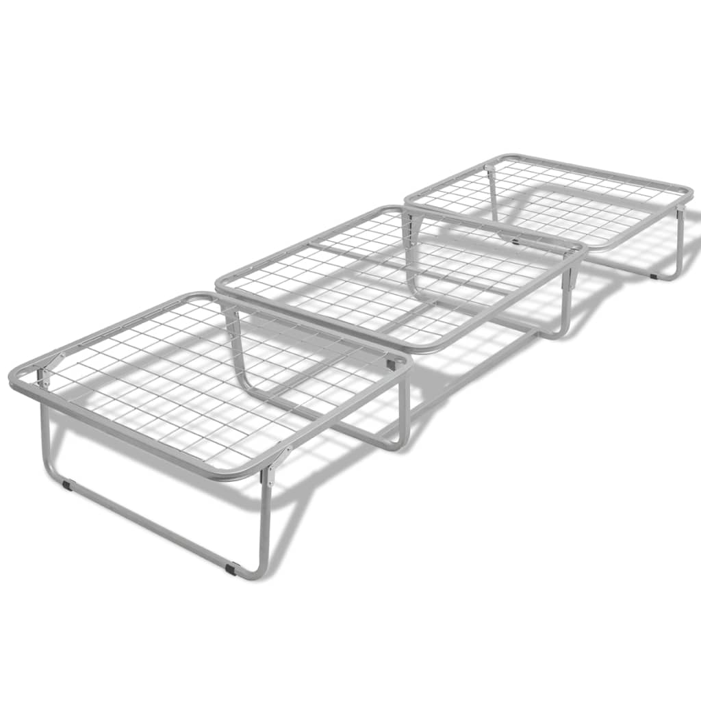 vidaXL Folding Bed with Mattress White Steel 70x200 cm
