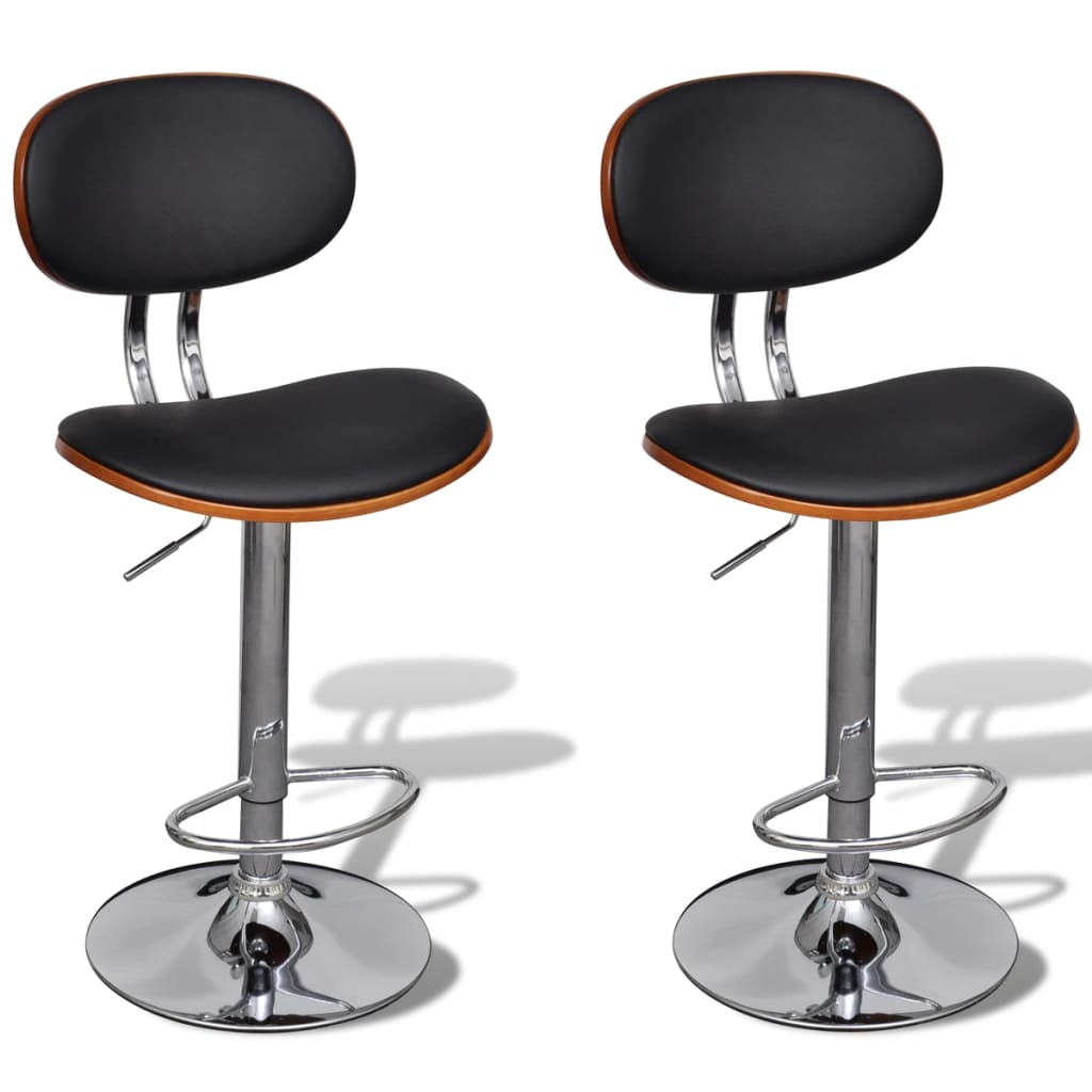Artificial Leather Bar Stool Height Adjustable with Backrest 2 pcs