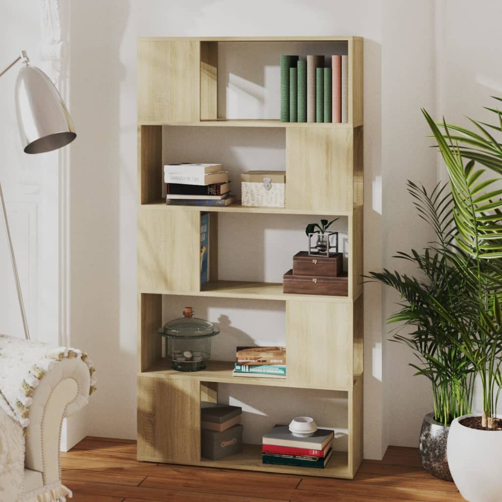 vidaXL Book Cabinet Room Divider Sonoma Oak 80x24x155 cm Engineered Wood