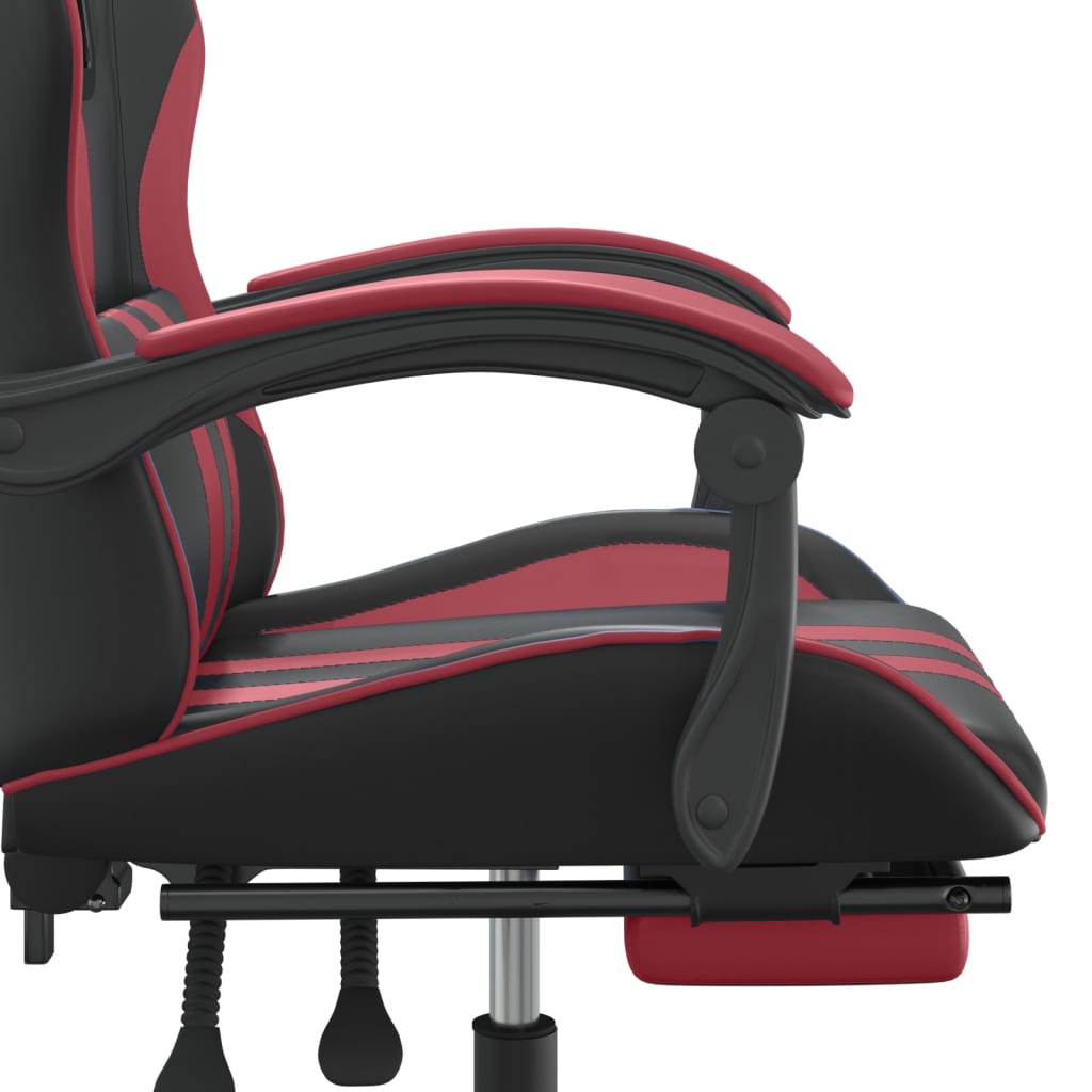 vidaXL Gaming Chair with Footrest Black and Wine Red Faux Leather