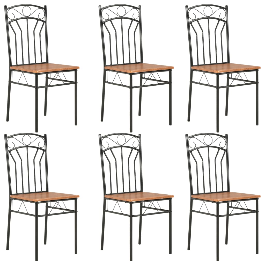 vidaXL Dining Chairs 6 pcs Brown MDF