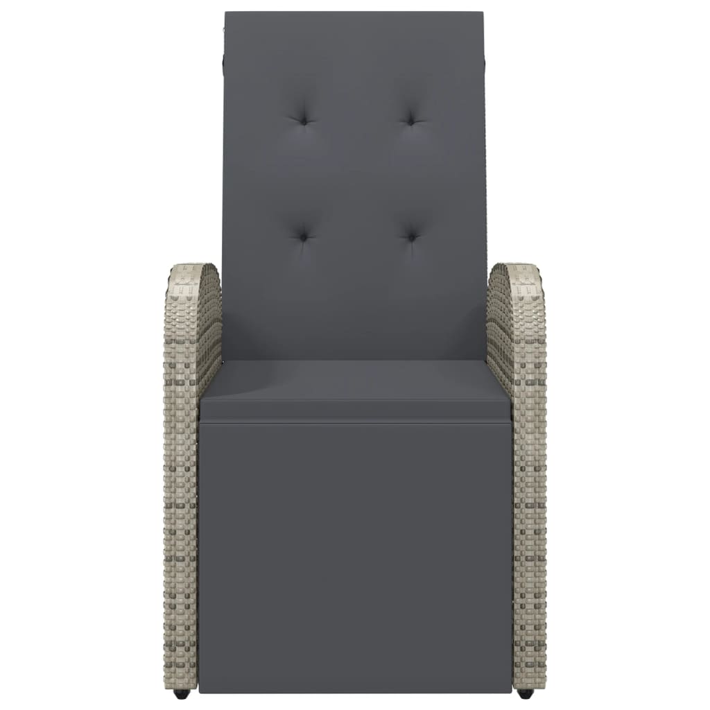 vidaXL Reclining Garden Chair with Cushion Poly Rattan Grey