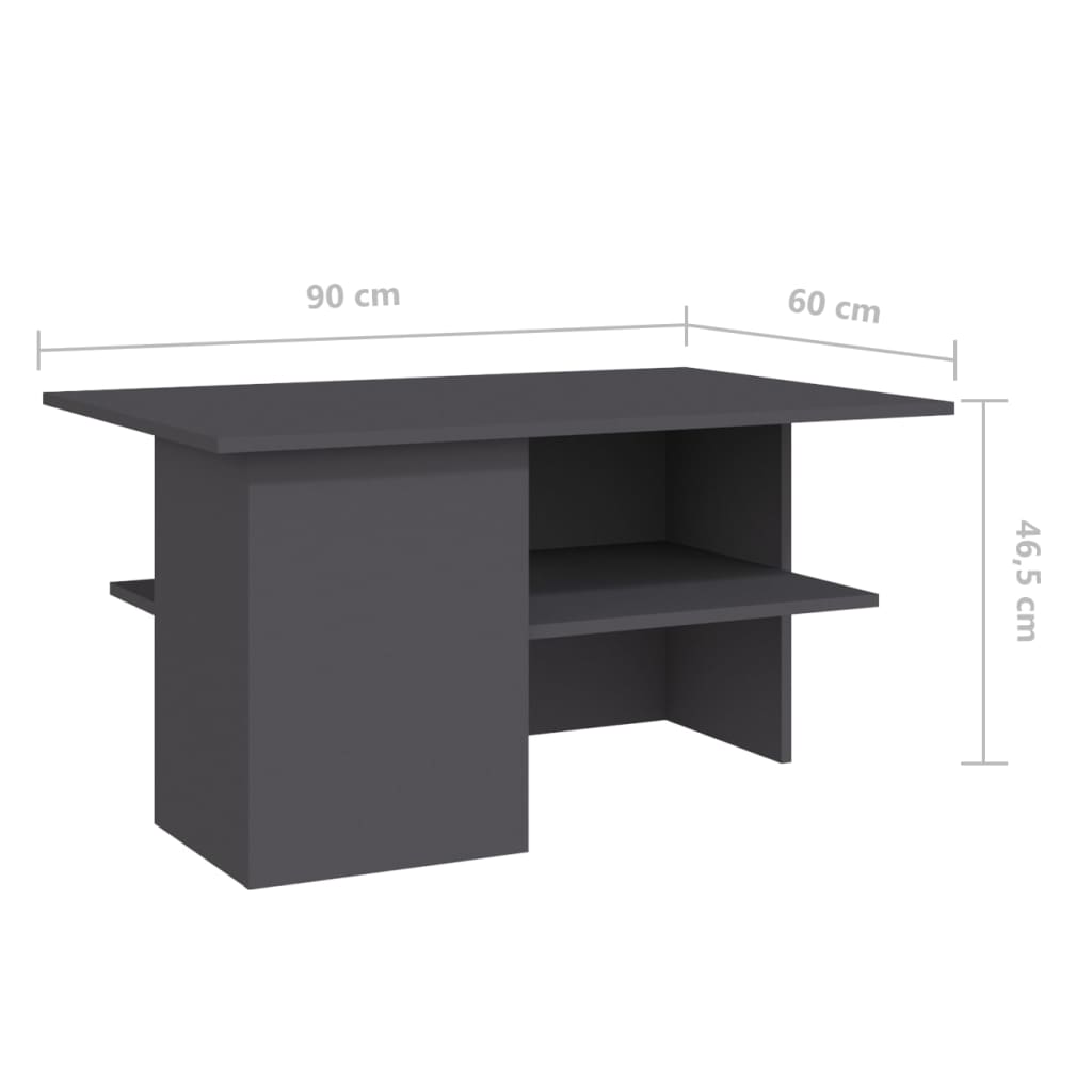 vidaXL Coffee Table Grey 90x60x46.5 cm Chipboard