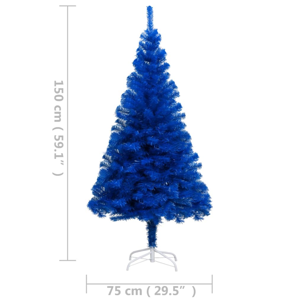 vidaXL Artificial Pre-lit Christmas Tree with Stand Blue 150 cm PVC