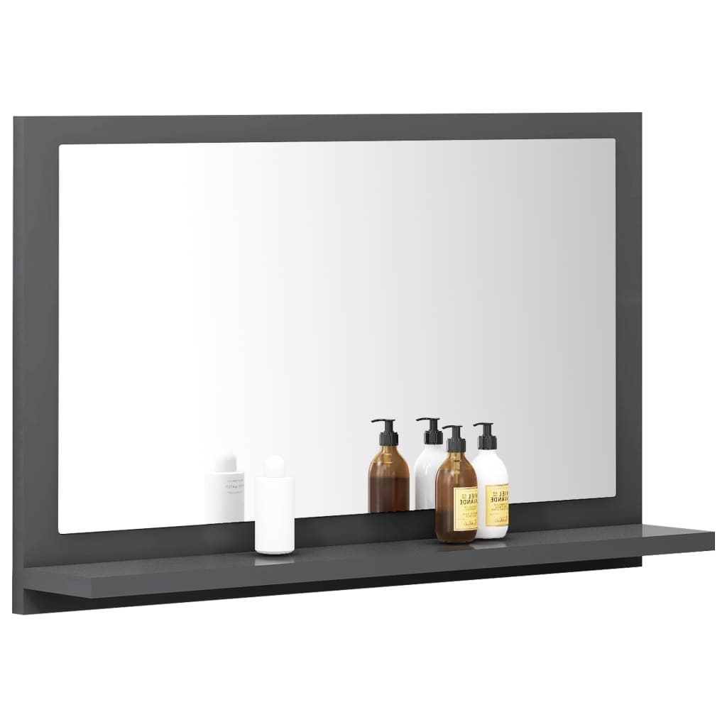 vidaXL Bathroom Mirror Grey 60x10.5x37 cm Engineered Wood