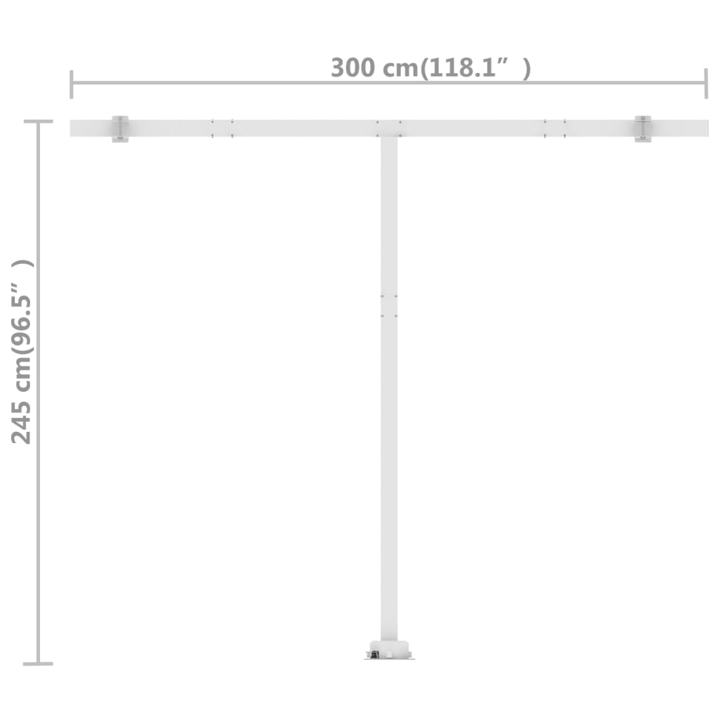 vidaXL Freestanding Manual Retractable Awning 300x250 cm Cream