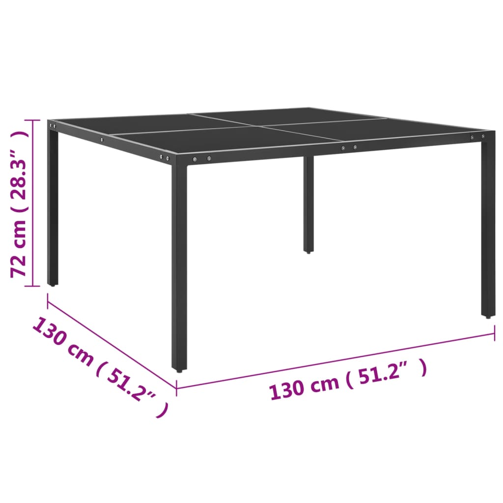 vidaXL Garden Table Anthracite 130x130x72 cm Steel and Glass