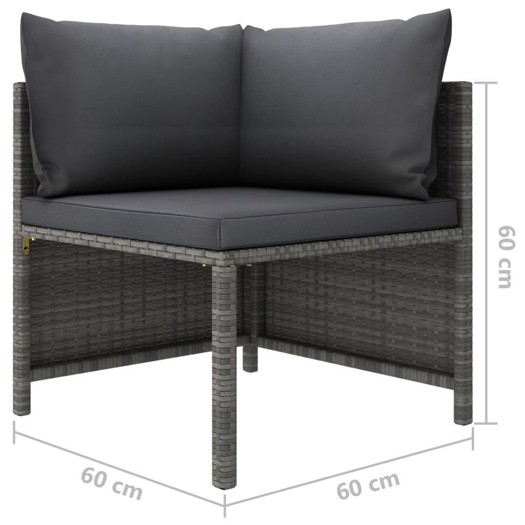 vidaXL 5 Piece Garden Sofa Set with Cushions Grey Poly Rattan