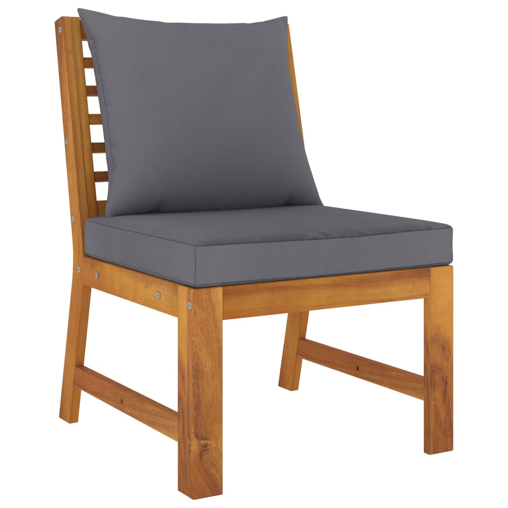 vidaXL 3 Piece Garden Lounge Set with Dark Grey Cushion Solid Acacia Wood