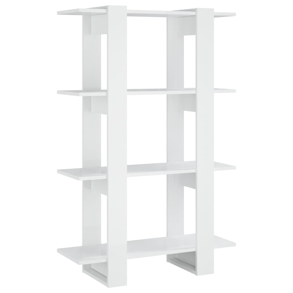 vidaXL Book Cabinet/Room Divider High Gloss White 80x30x123.5 cm