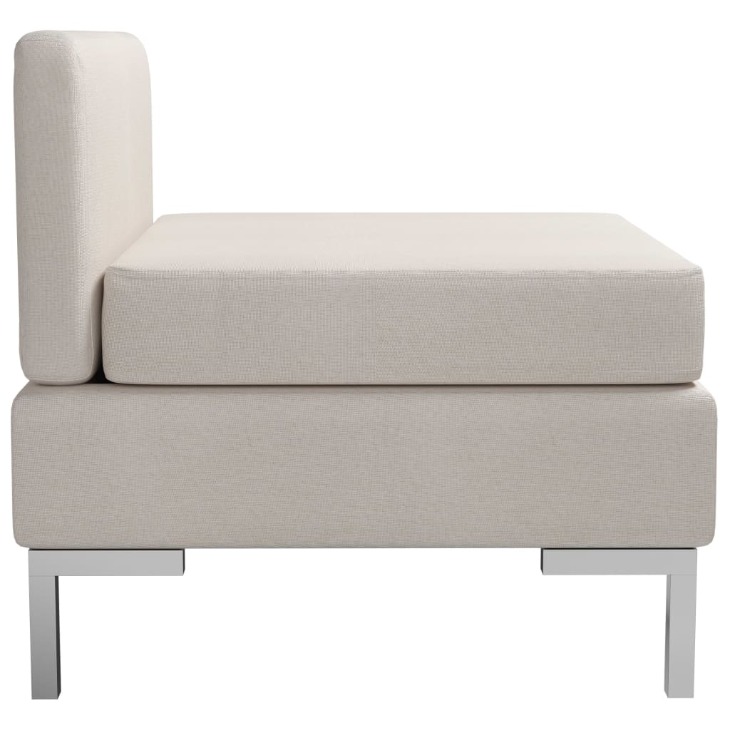 vidaXL Sectional Middle Sofa with Cushion Fabric Cream