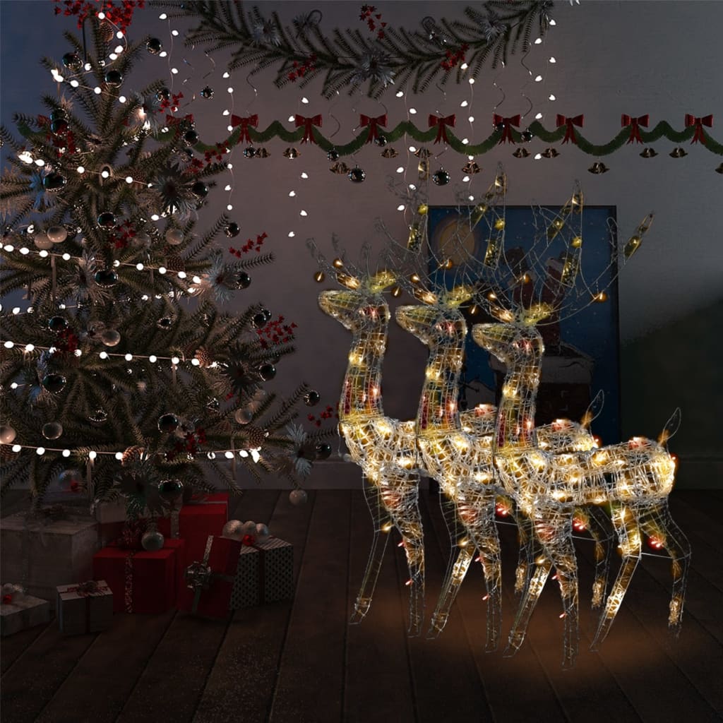 vidaXL Acrylic Reindeer Christmas Decorations 3 pcs 120cm Multicolour