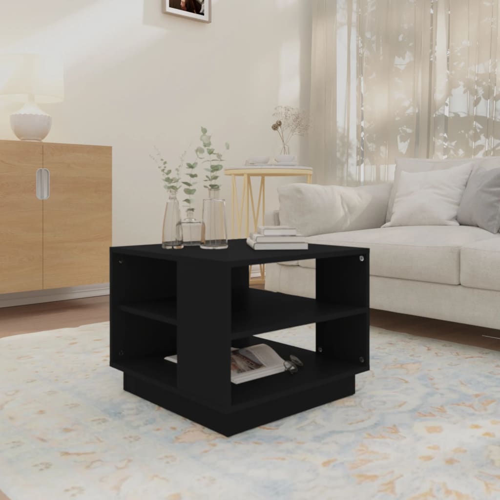 vidaXL Coffee Table Black 55x55x43 cm Engineered Wood