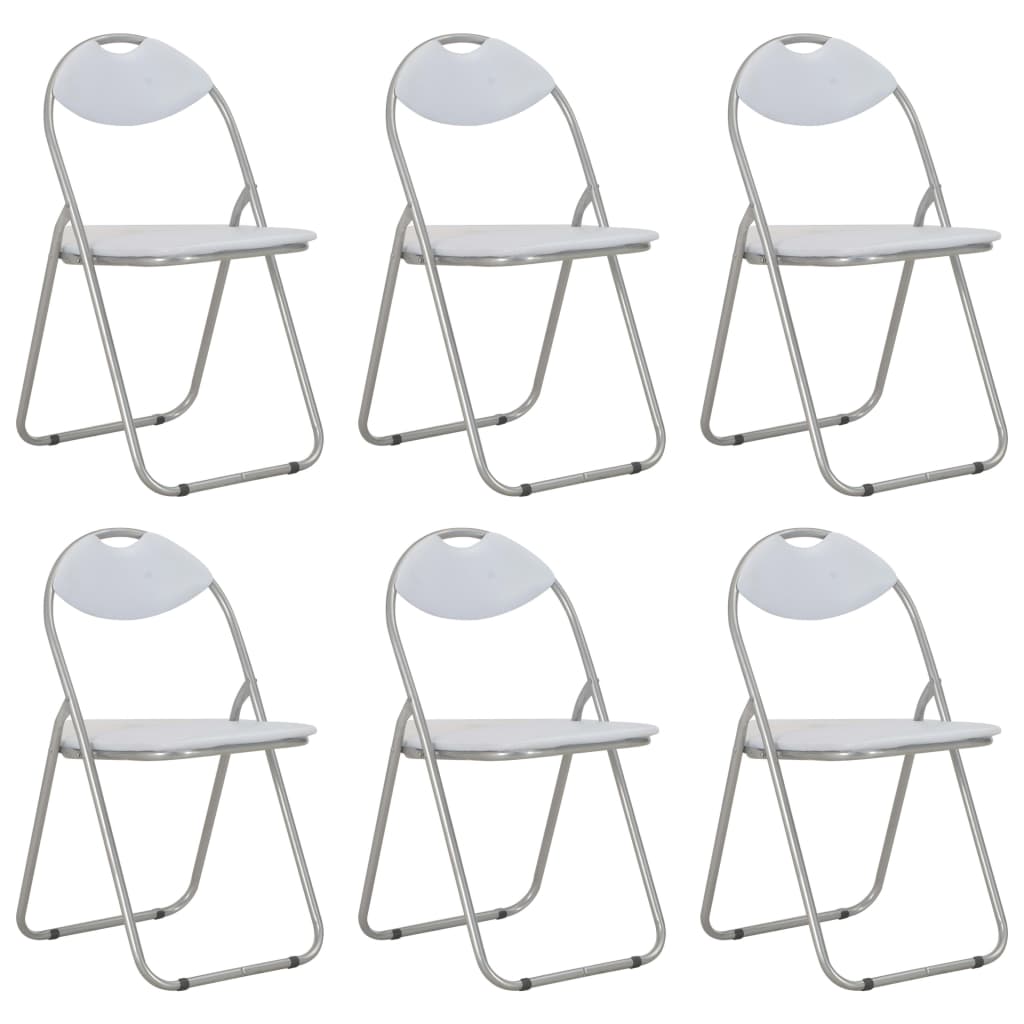 vidaXL Folding Dining Chairs 6 pcs White Faux Leather