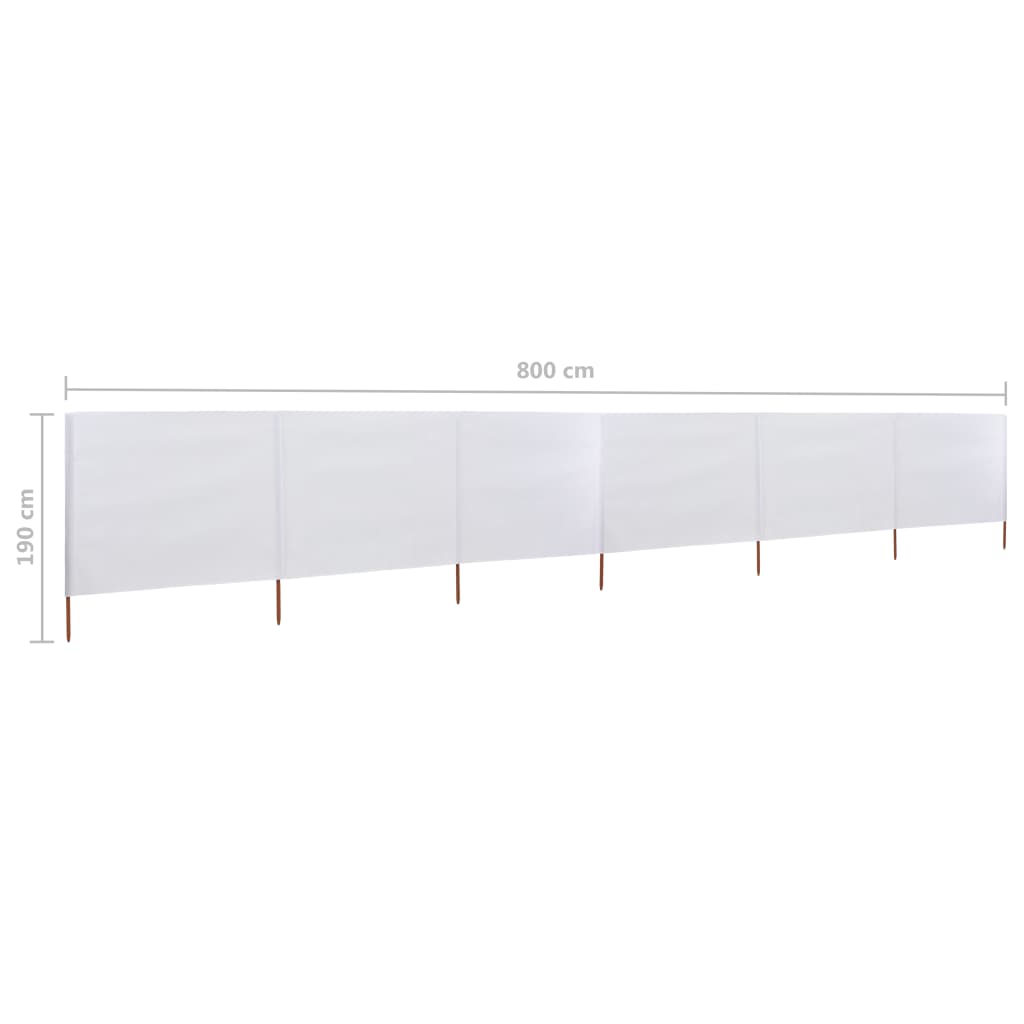 vidaXL 6-panel Wind Screen Fabric 800x160 cm Sand White