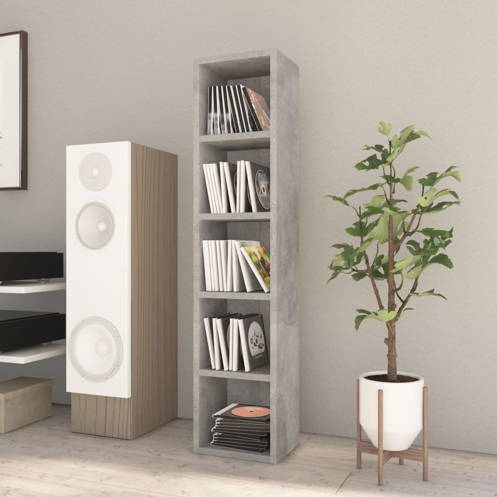 vidaXL CD Cabinet Concrete Grey 21x16x93.5 cm Engineered Wood
