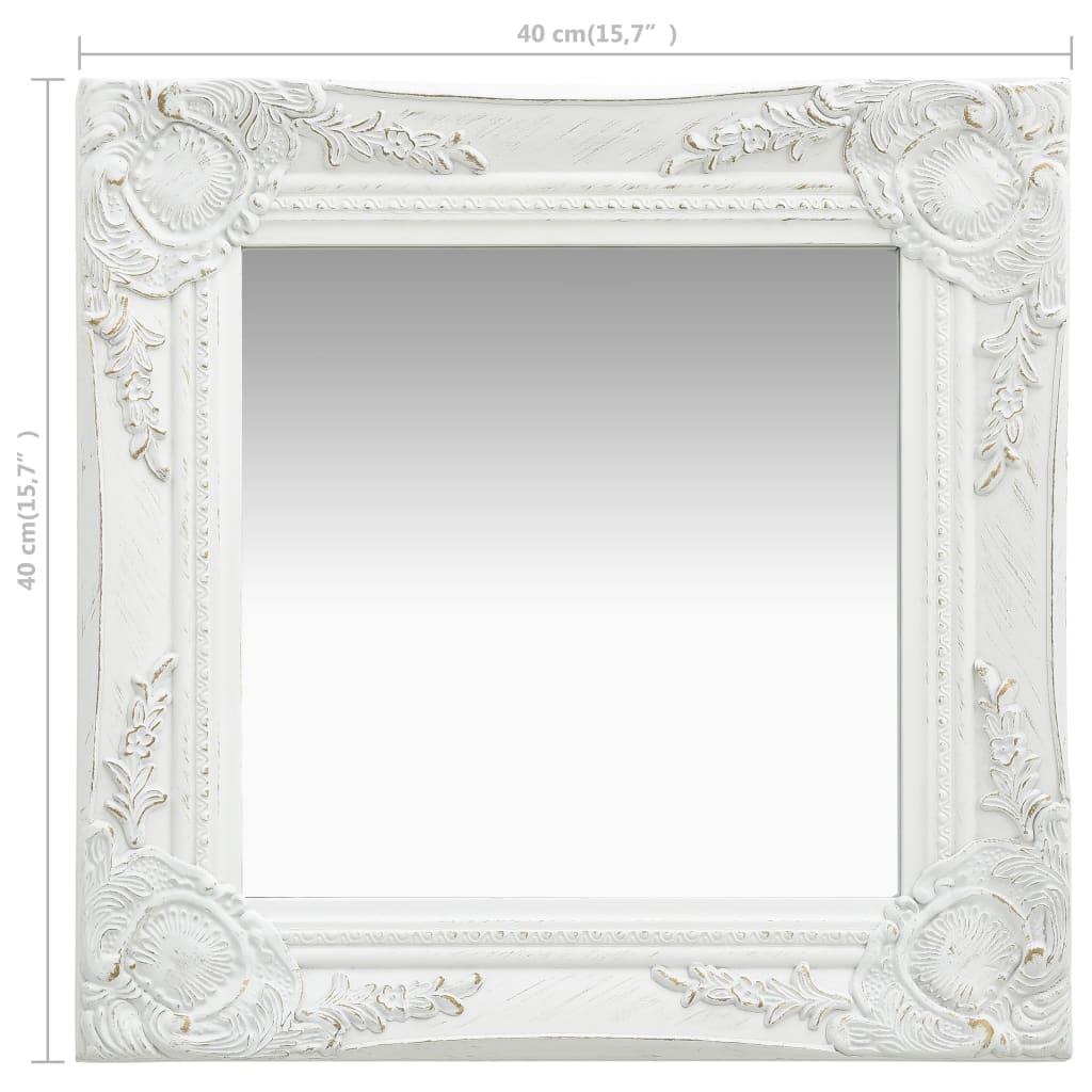 vidaXL Wall Mirror Baroque Style 40x40 cm White