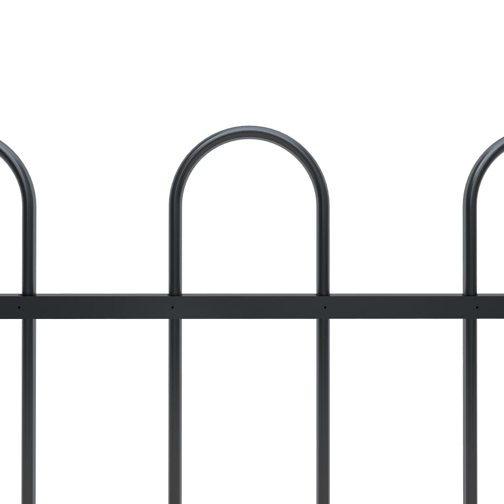 vidaXL Garden Fence with Hoop Top Steel 13.6x0.6 m Black