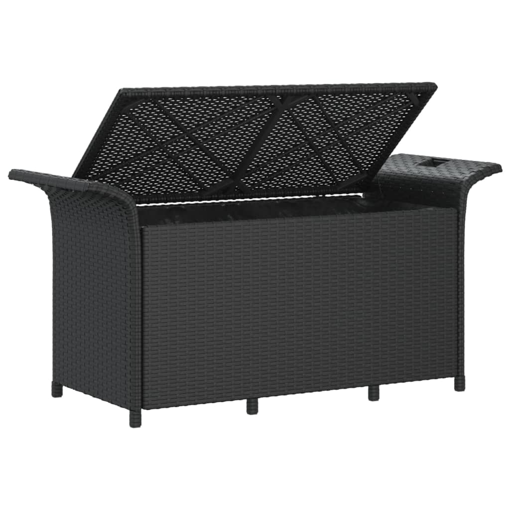 vidaXL Garden Bench with Cushion Black 116x46x57 cm Poly Rattan