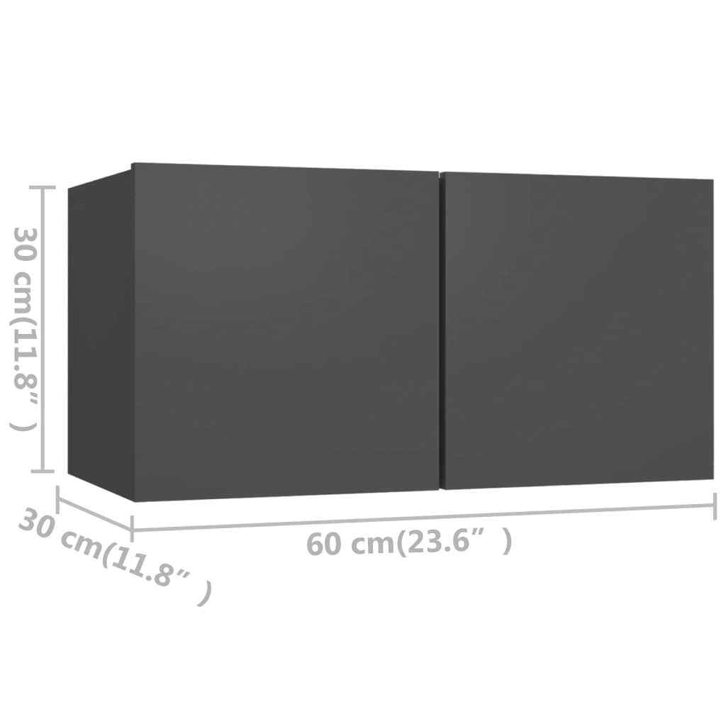 vidaXL TV Cabinets 4 pcs Grey 60x30x30 cm Engineered Wood