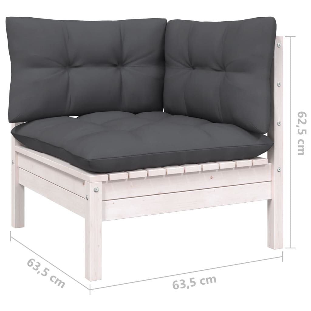 vidaXL 7 Piece Garden Lounge Set with Cushions White Pinewood