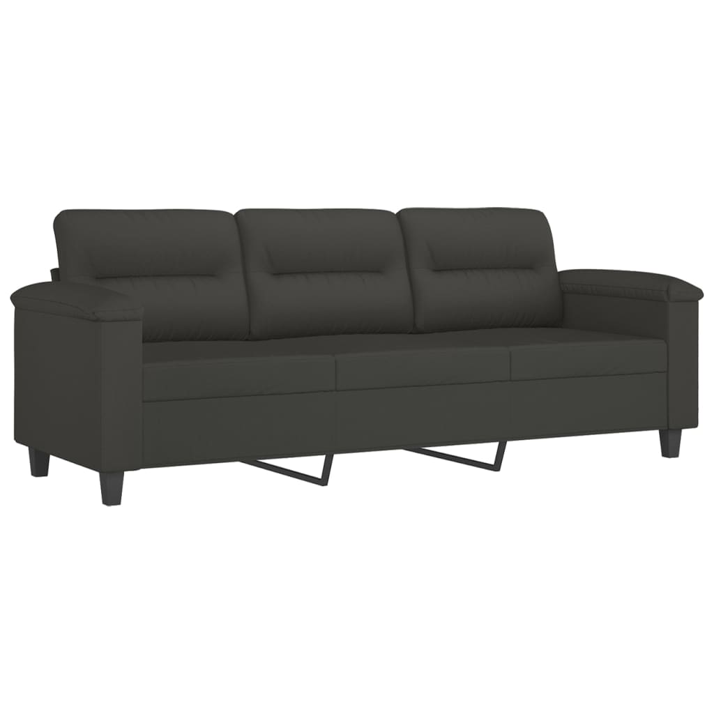 vidaXL 2 Piece Sofa Set with Pillows Dark Grey Microfibre Fabric