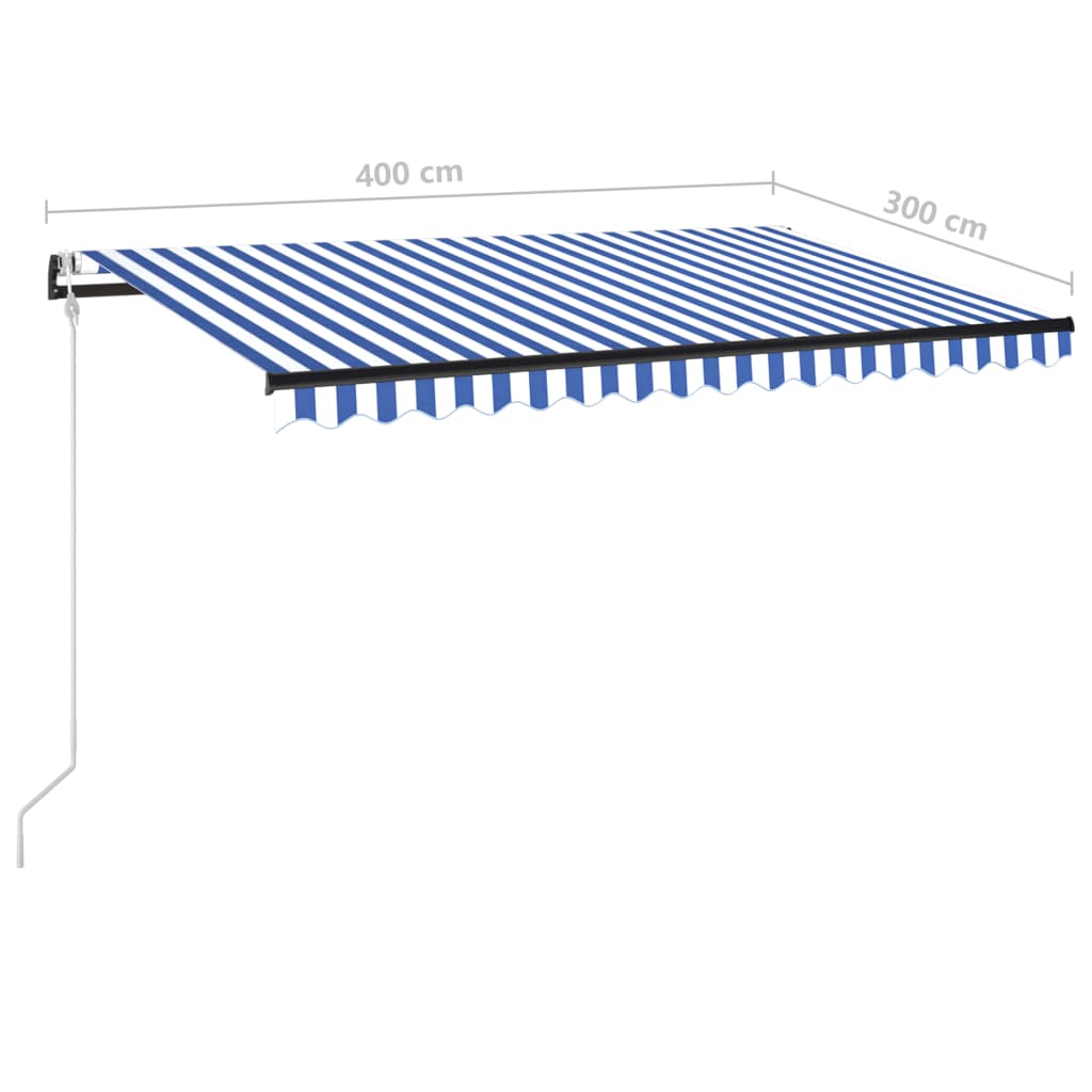 vidaXL Automatic Retractable Awning 400x300 cm Blue and White