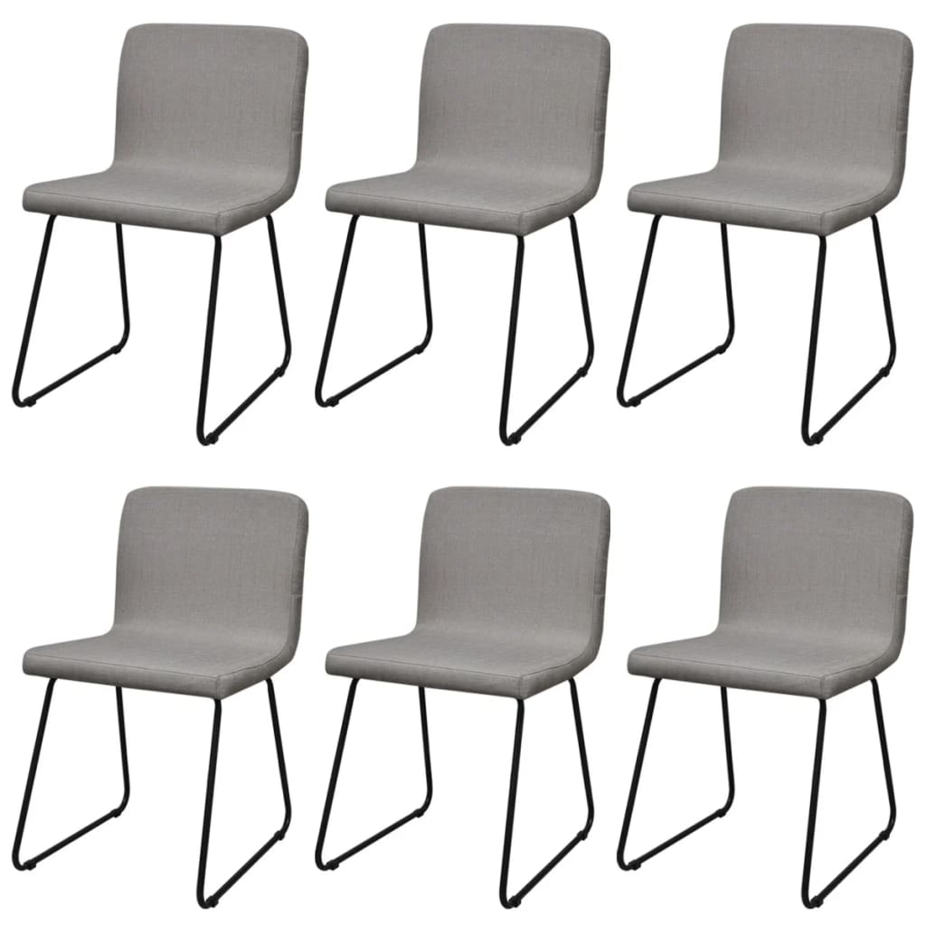 vidaXL 6 Fabric Dining Chairs Light Grey Iron Legs