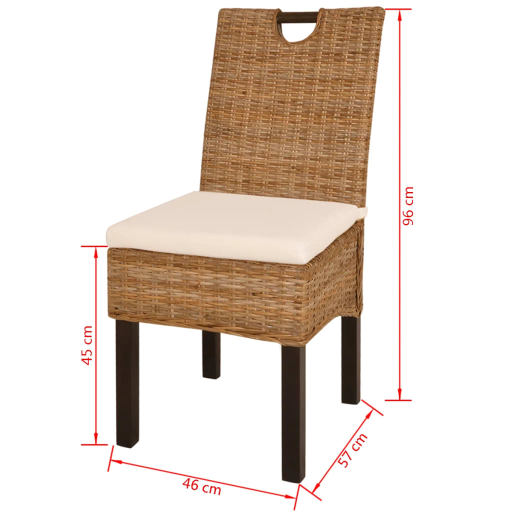 vidaXL Dining Chair 6 pcs Kubu Rattan Mango Wood