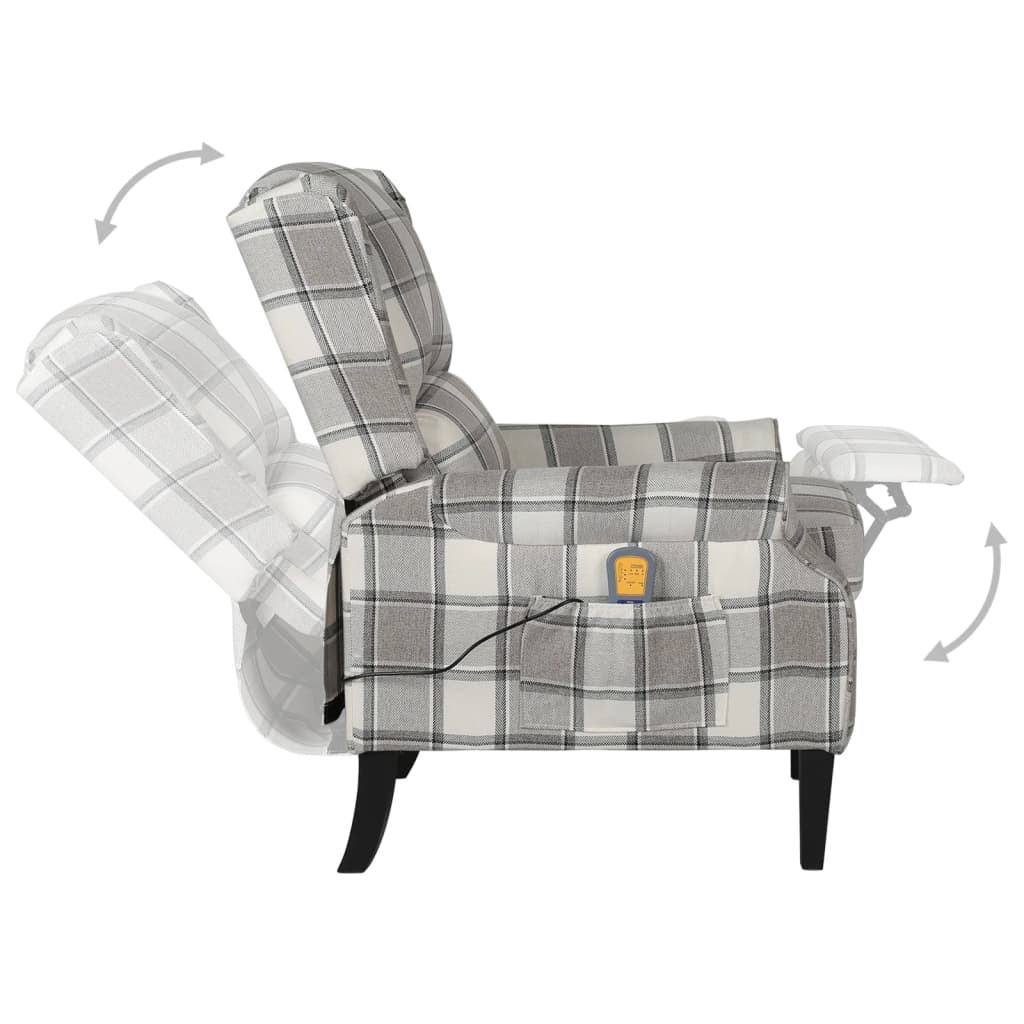 vidaXL Massage Reclining Chair Grey Fabric
