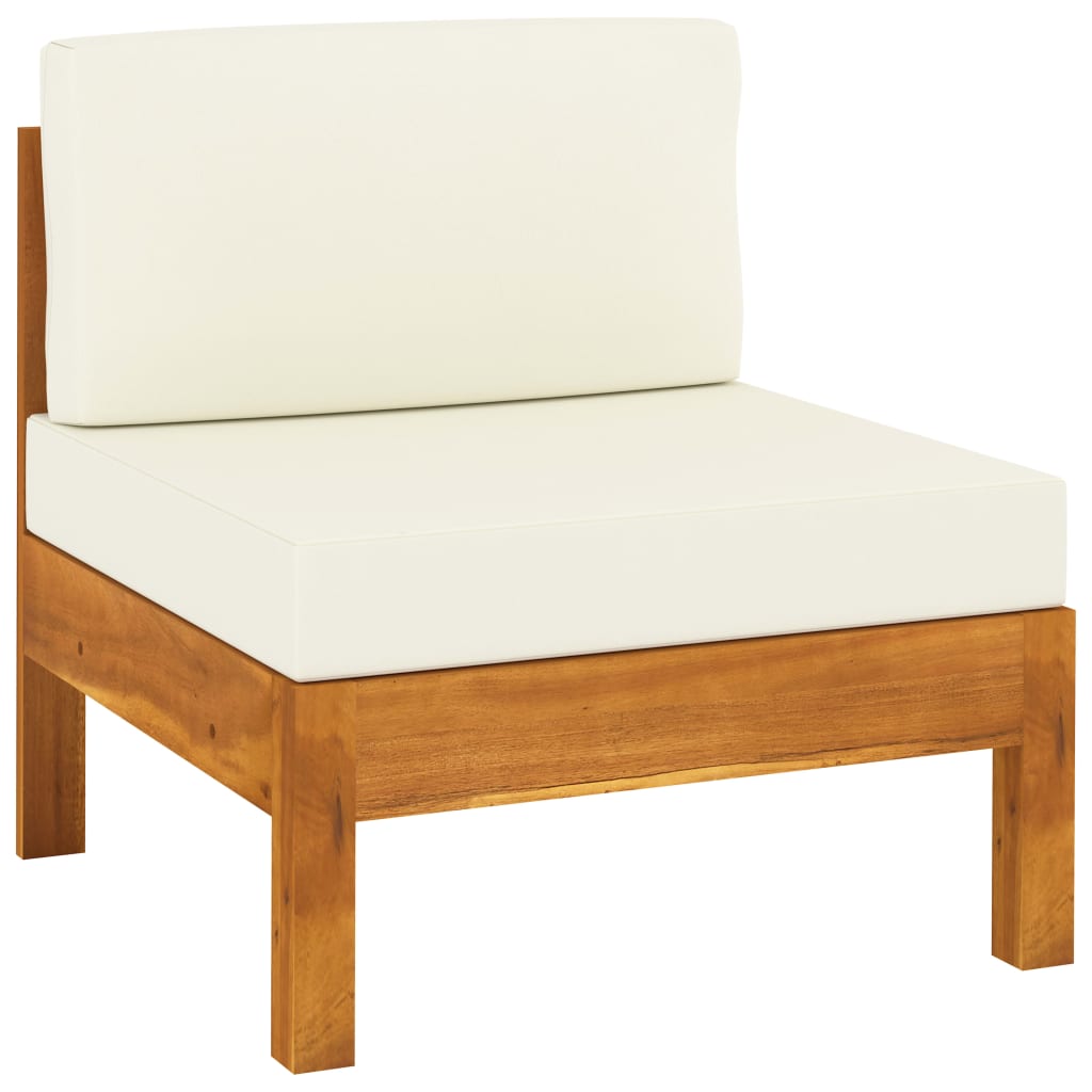 vidaXL 8 Piece Garden Lounge Set with Cream White Cushions Acacia Wood