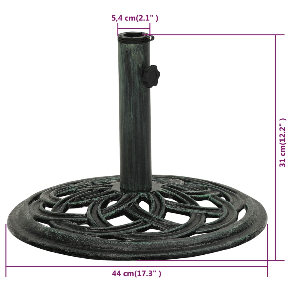vidaXL Umbrella Base Green 44x44x31 cm Cast Iron