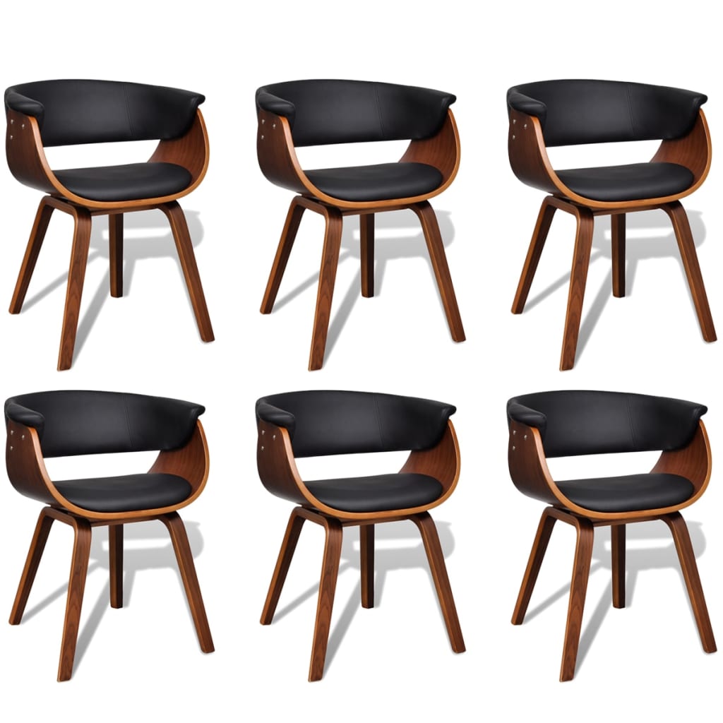 Modern Artificial Leather Wood Dining Chair 6 pcs