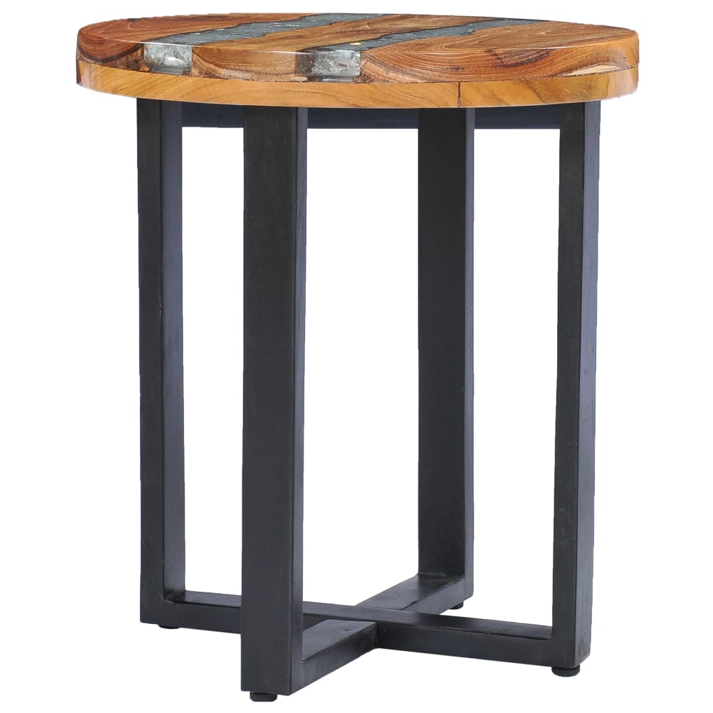 vidaXL Coffee Table 40x45 cm Solid Teak Wood and Polyresin
