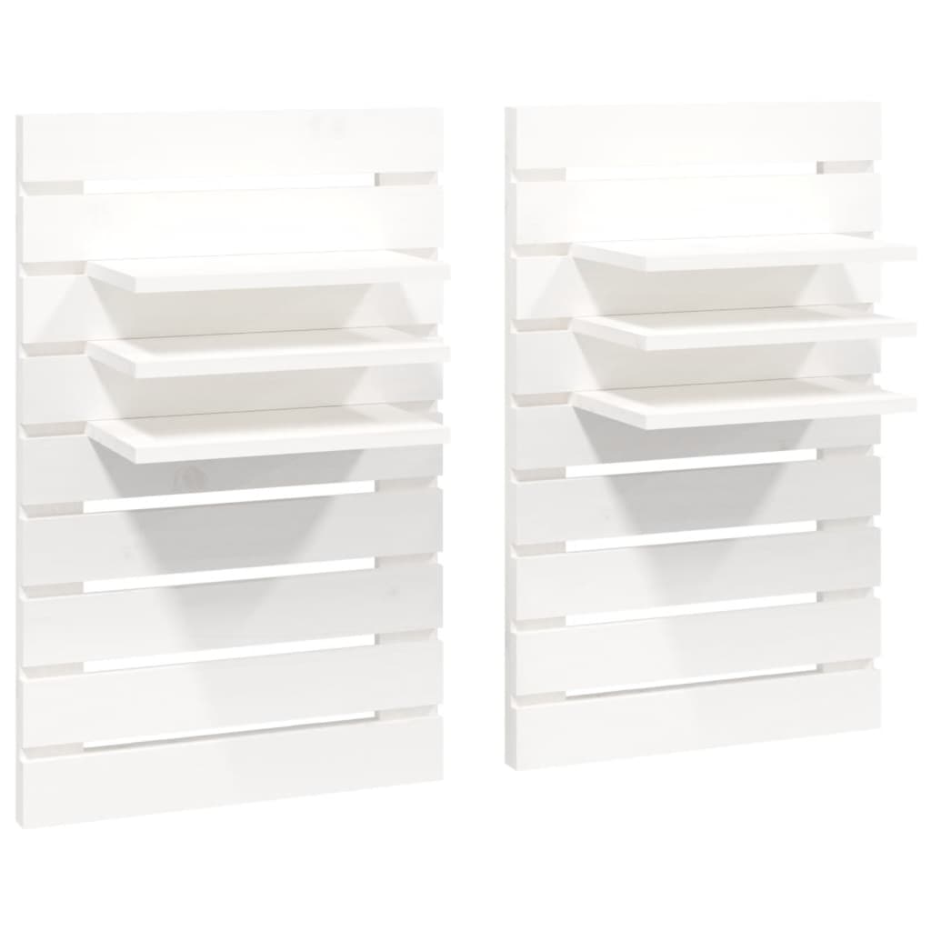 vidaXL Wall-mounted Bedside Shelves 2 pcs White Solid Wood Pine