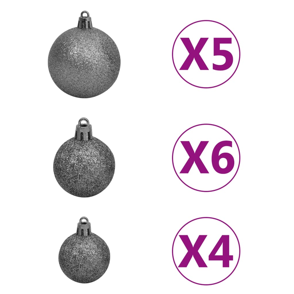 vidaXL Artificial Half Pre-lit Christmas Tree with Ball Set Green 210 cm