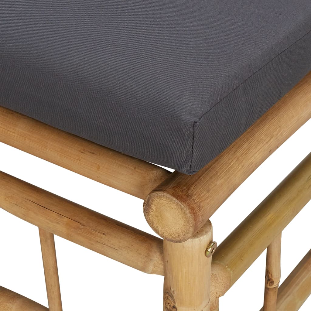vidaXL Garden Footstool with Dark Grey Cushion Bamboo