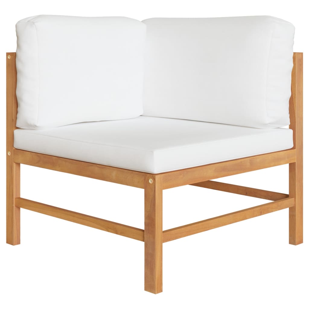 vidaXL 4 Piece Garden Lounge Set with Cream Cushions Solid Teak Wood