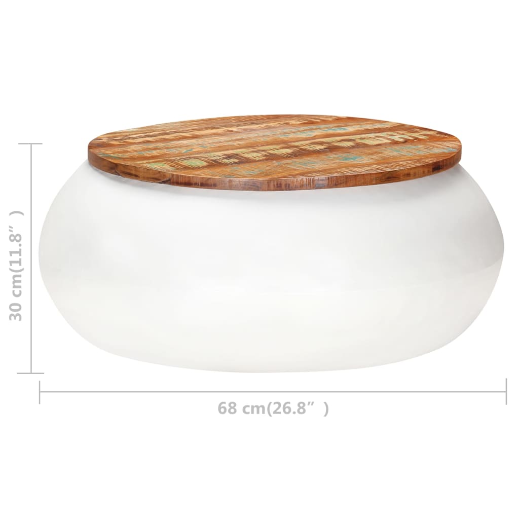 vidaXL Coffee Table White 68x68x30 cm Solid Reclaimed Wood