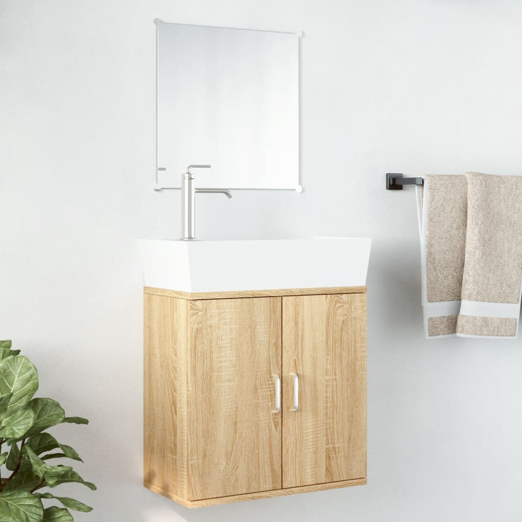 vidaXL 2 Piece Bathroom Furniture Set Oak Engineered Wood