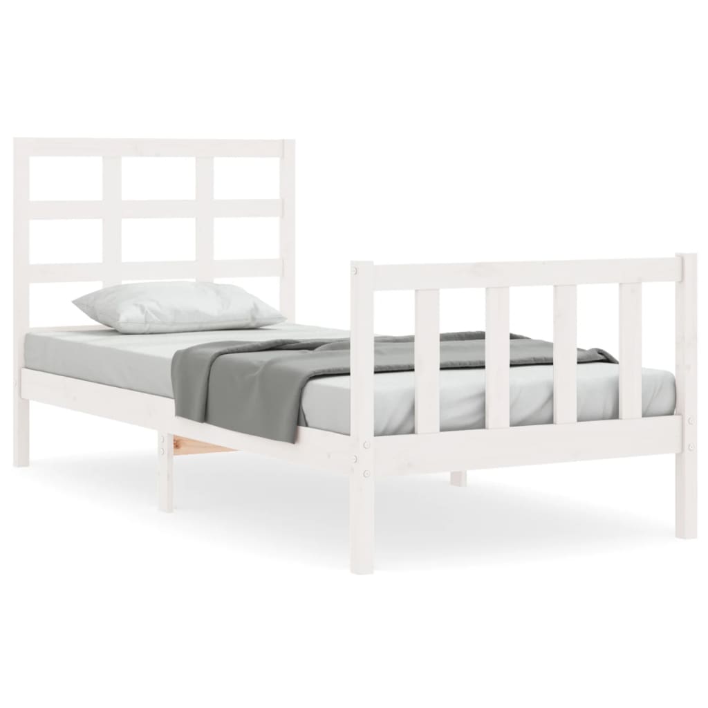 vidaXL Bed Frame without Mattress White 90x190 cm Single Solid Wood ...