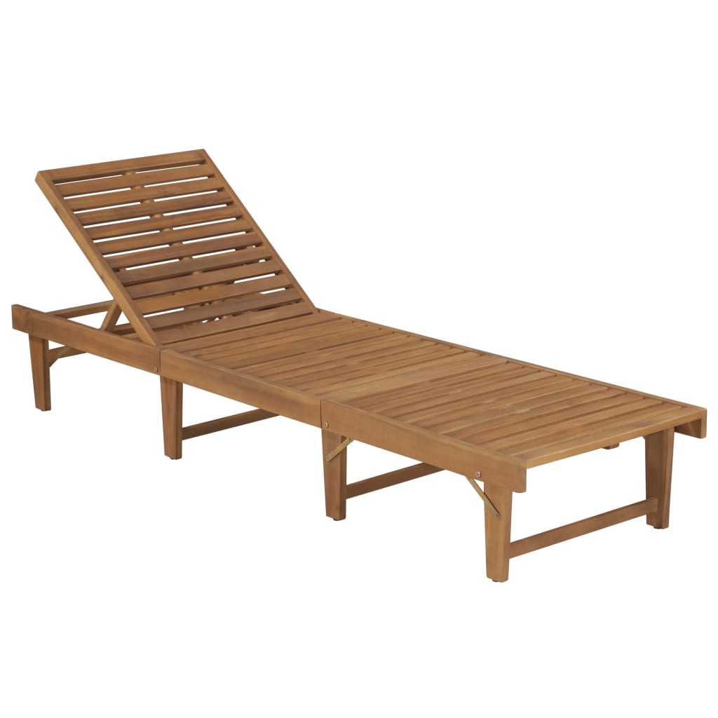 vidaXL Folding Sun Lounger with Cushion Solid Wood Acacia