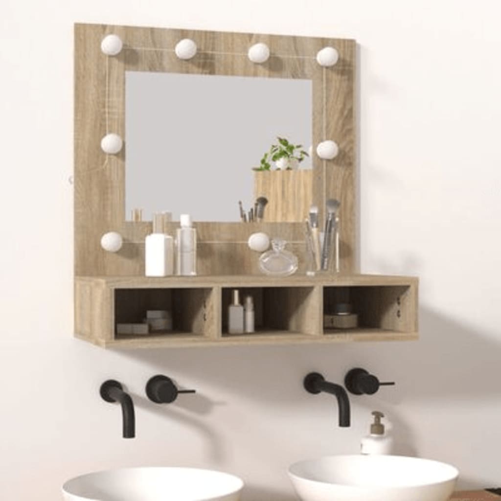 vidaXL Mirror Cabinet with LED Sonoma Oak 60x31.5x62 cm