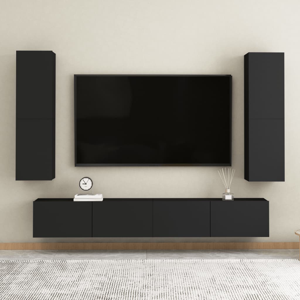 vidaXL TV Cabinet Black 30.5x30x110 cm Engineered Wood
