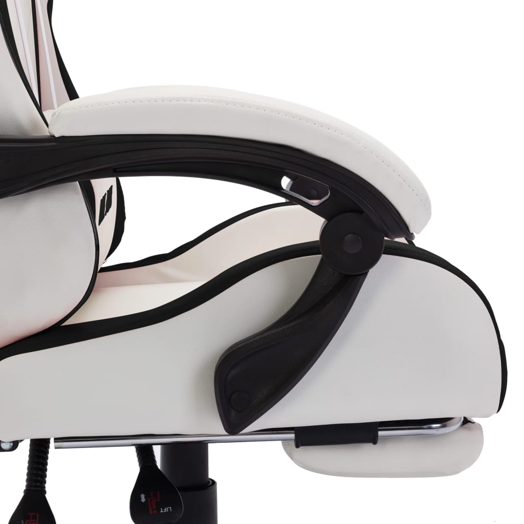 vidaXL Racing Chair with RGB LED Lights Black and White Faux Leather
