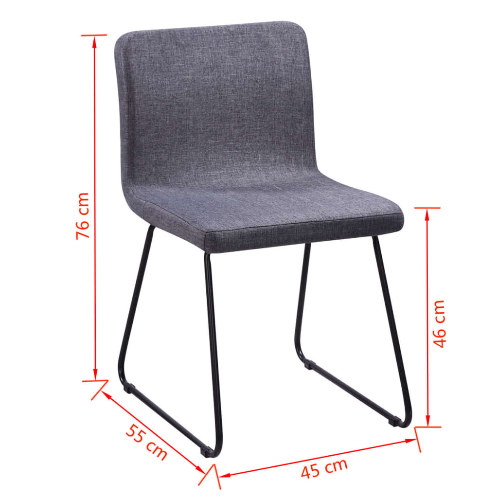 vidaXL 6 Fabric Dining Chairs Dark Grey Iron Legs