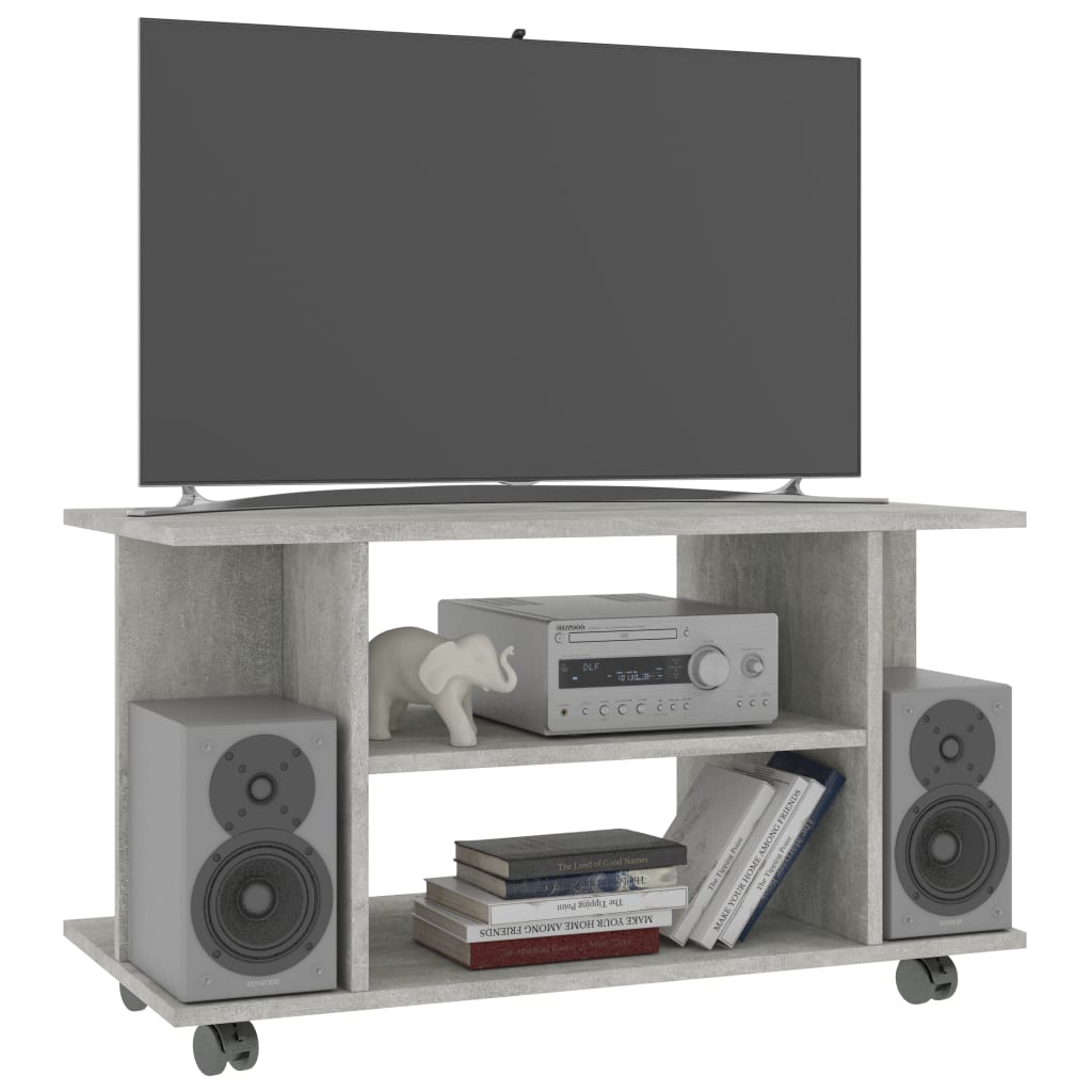 vidaXL TV Cabinet with Castors Concrete Grey 80x40x45 cm Engineered Wood