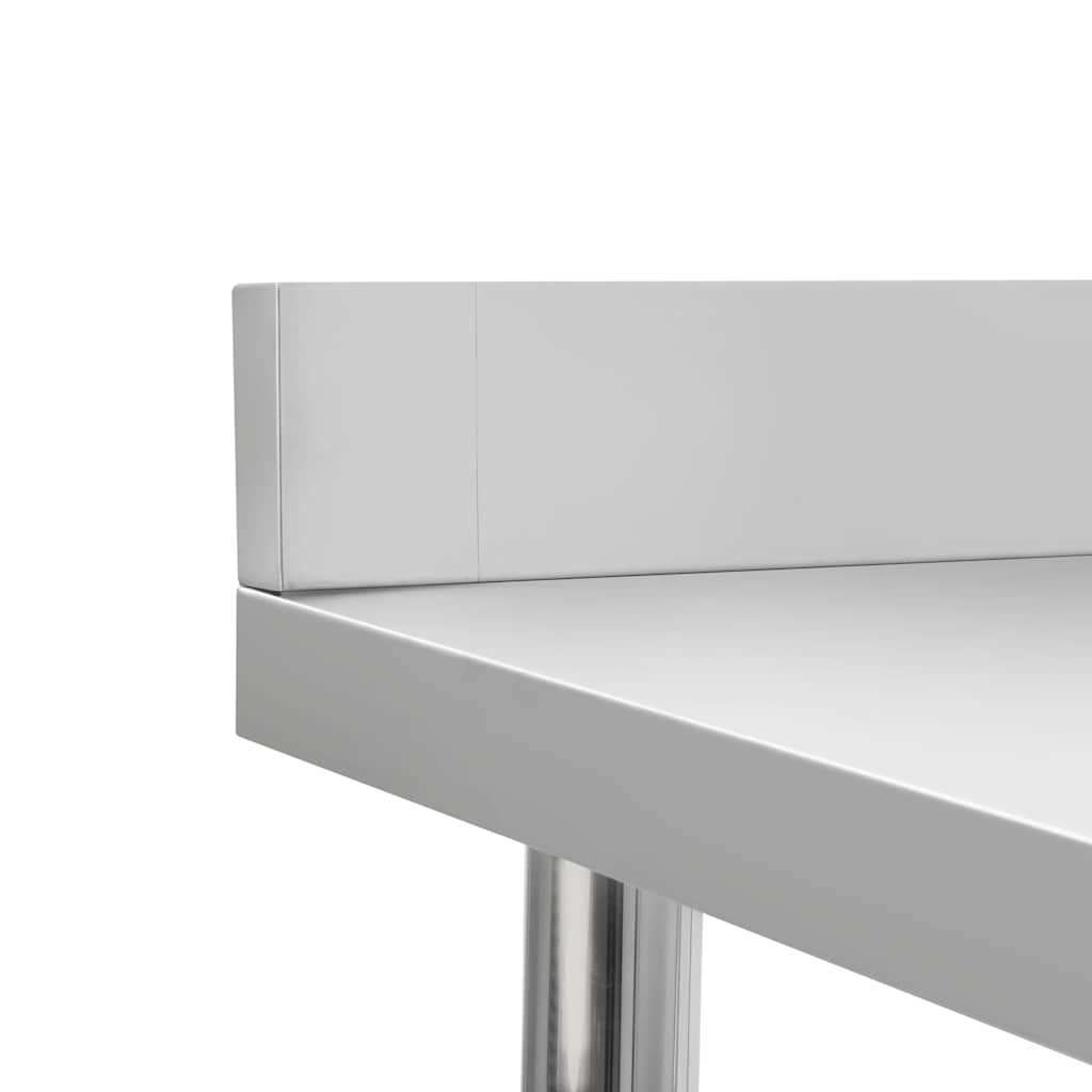 vidaXL Kitchen Work Table with Backsplash 120x60x93 cm Stainless Steel ...