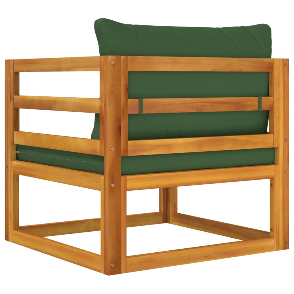 vidaXL Garden Chair with Green Cushions Solid Wood Acacia
